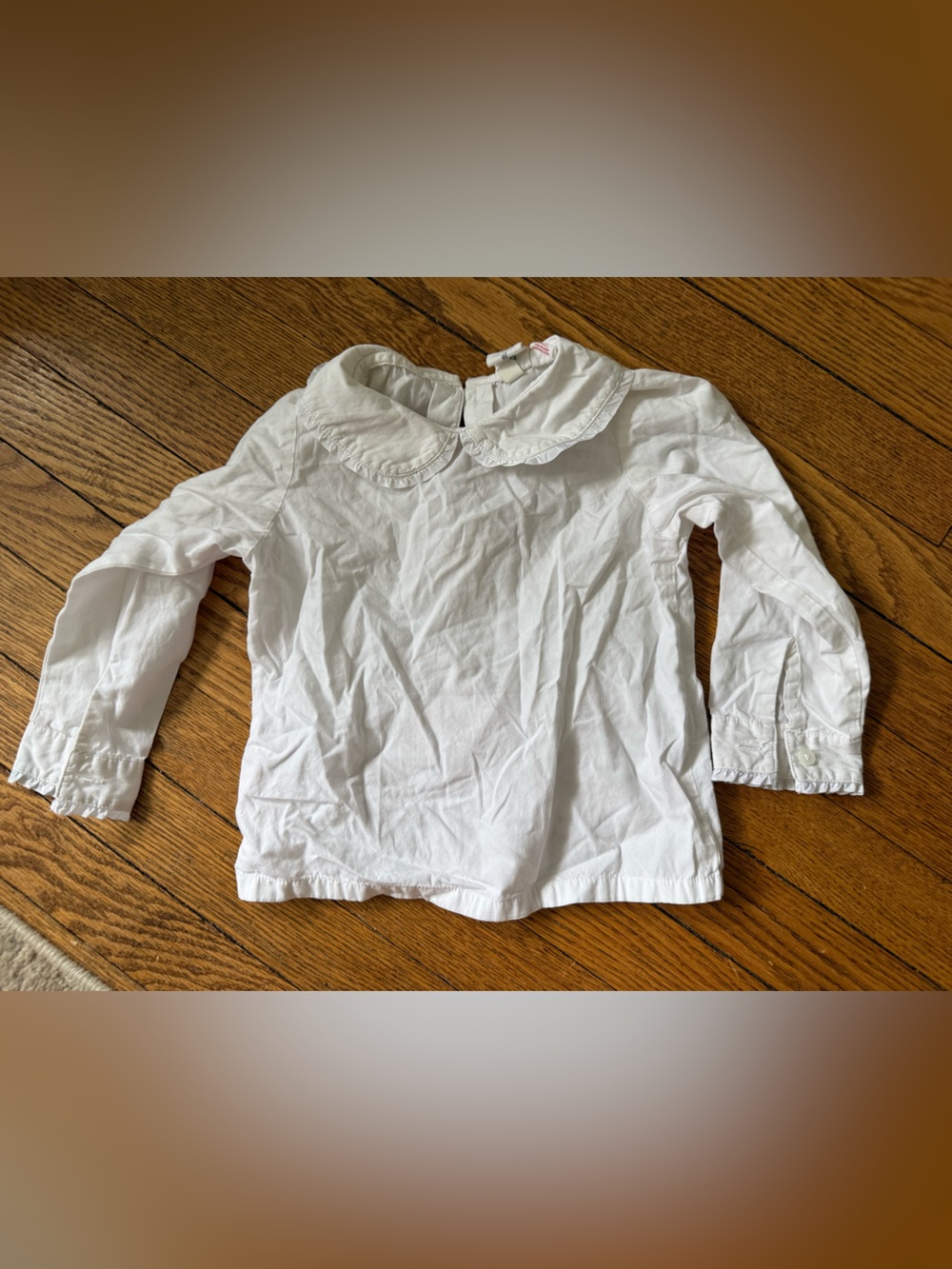 Gap White Long-Sleeve Top with Scalloped Peter Pan Collar - Size 2